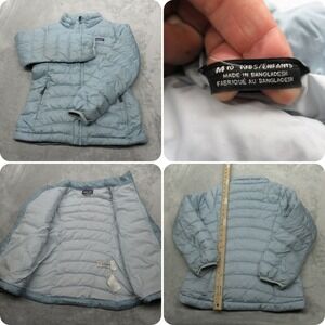 Patagonia Down Sweater Jacket Youth Medium Light Blue‎ Full Zip Puffer READ